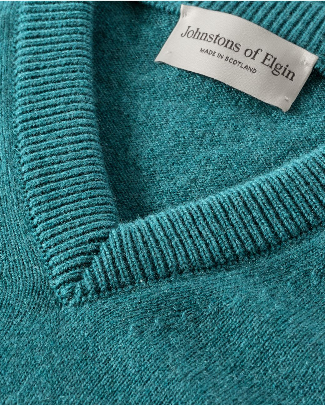 Johnstons Blue Rory Classic Cashmere V-Neck Jumper for men