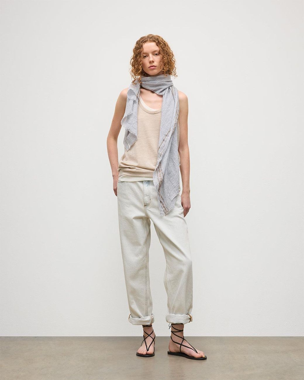 Johnstons White Cyrus Float Edge Scarf