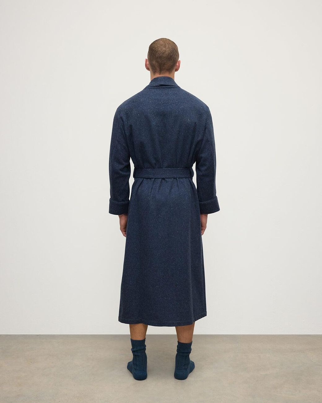Johnstons Blue Donegal Cashmere Dressing Gown Donegal for men