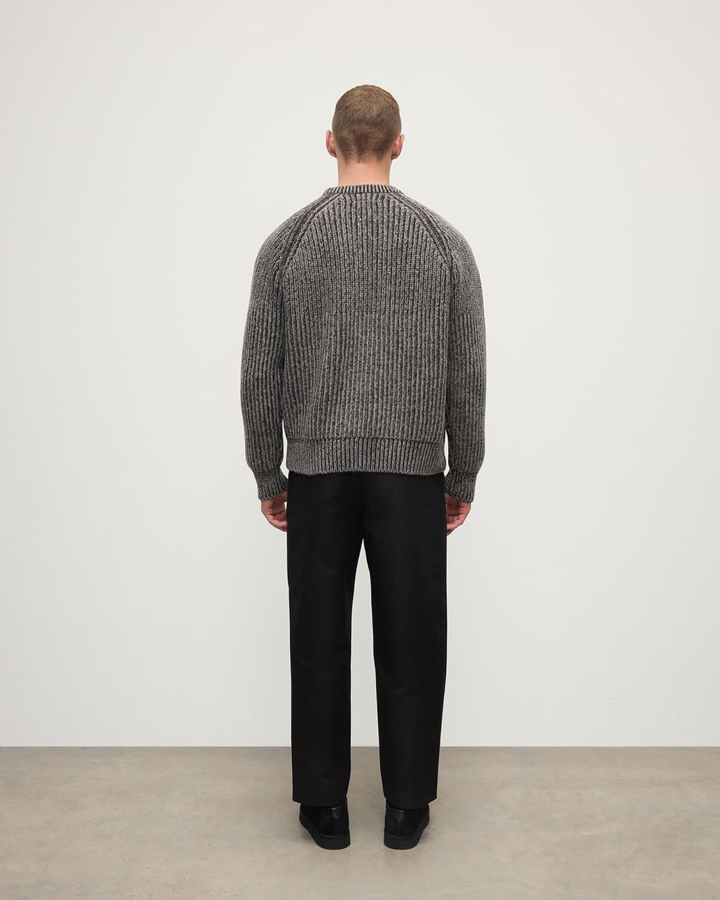 Johnstons Gray Ribbed Donegal Cashmere Jumper for men