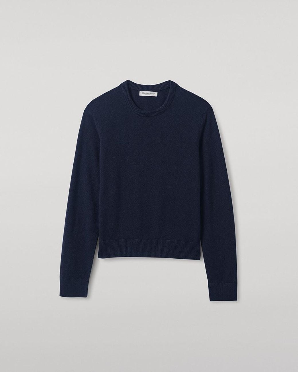 Johnstons Blue Classic Cashmere Dark Round Neck Jumper