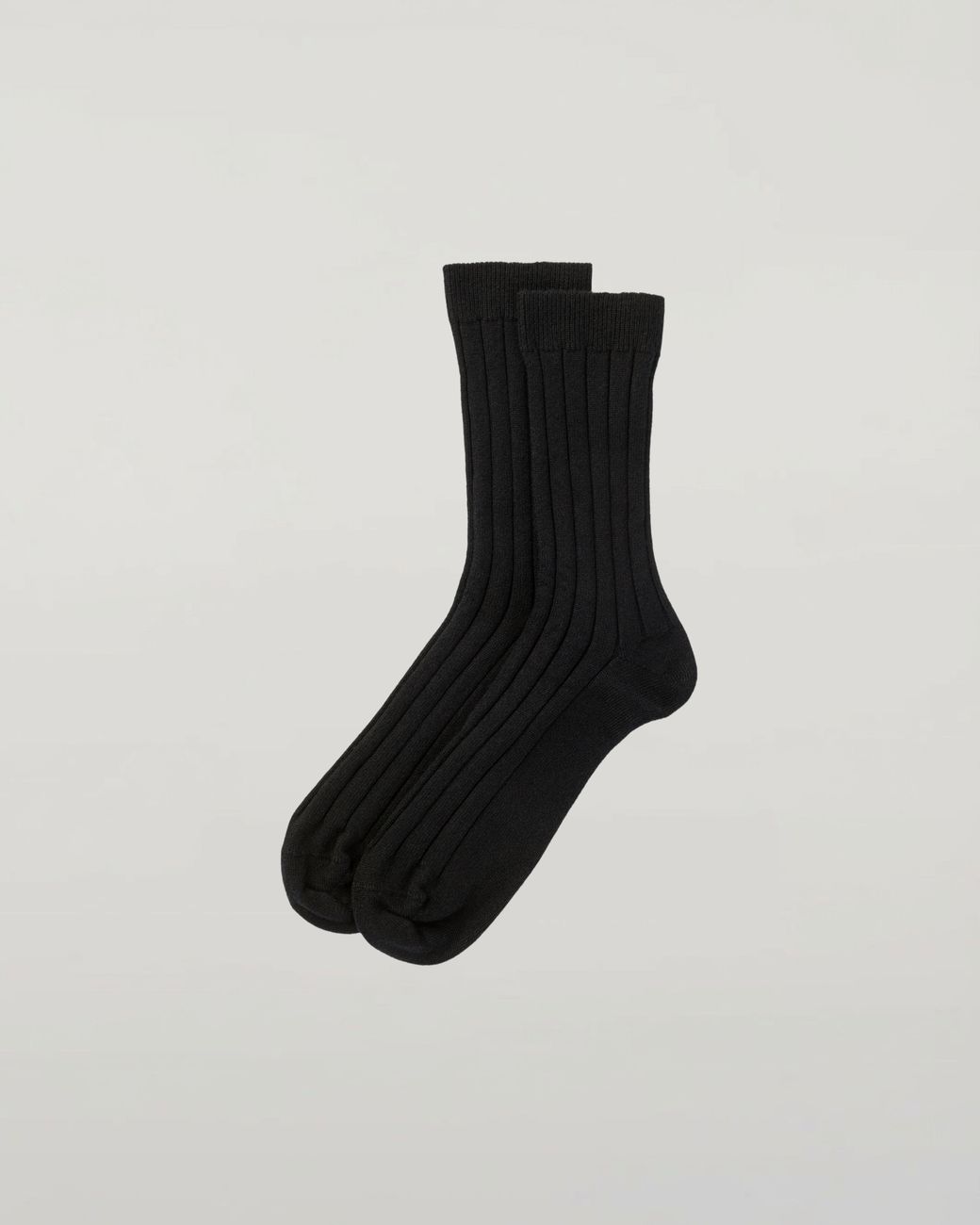 Johnstons Black Cashmere Ribbed Socks