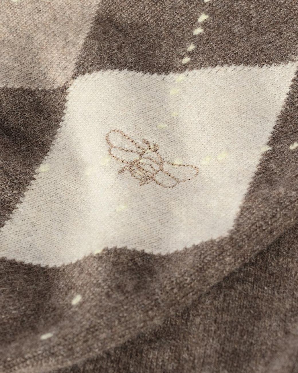 Johnstons White Clan Argyle Cashmere Cardigan