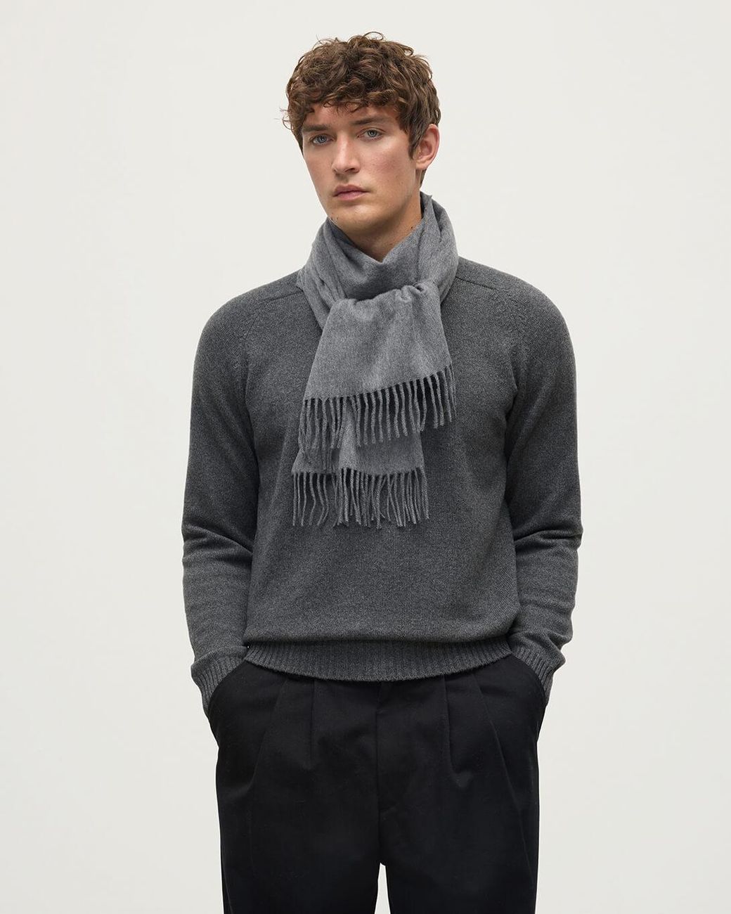 Johnstons Gray Merino Wool Mid Scarf
