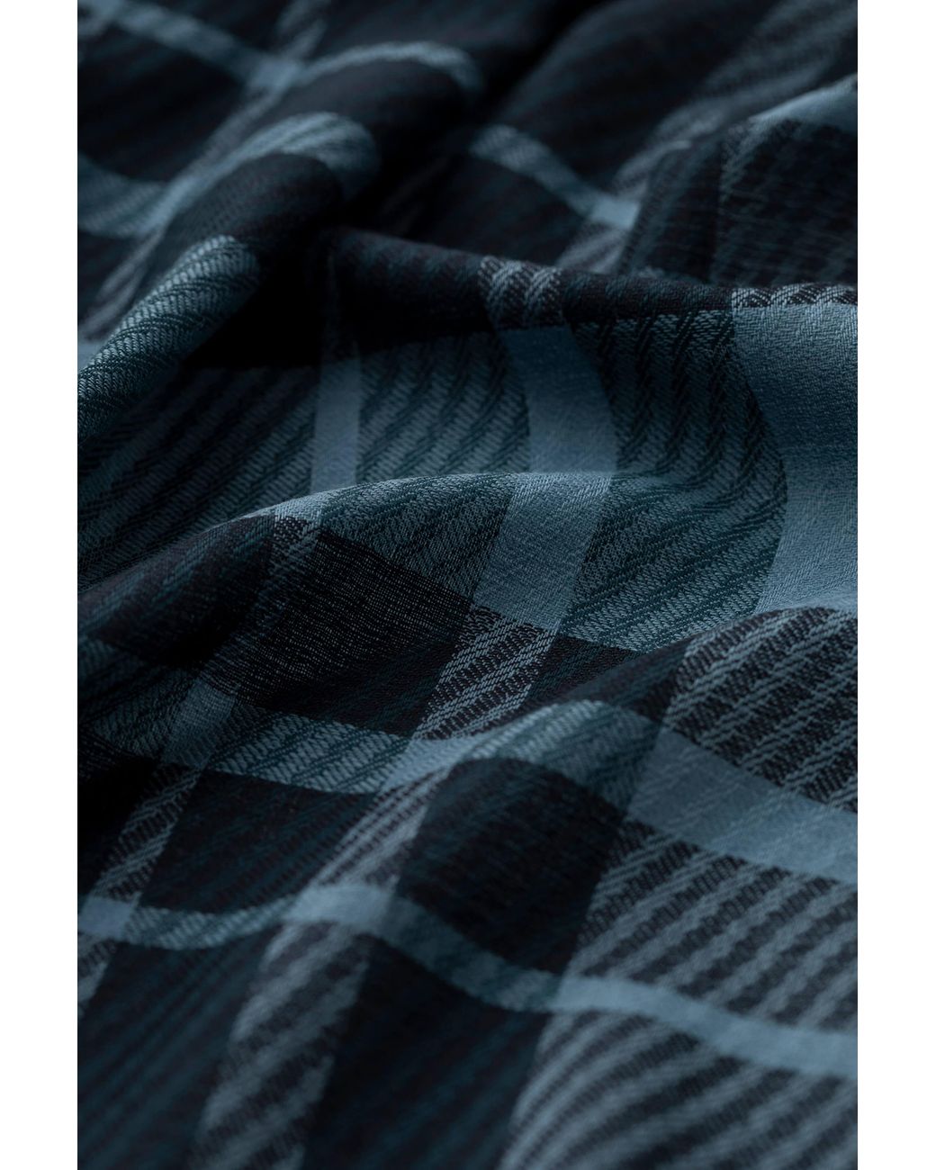 Johnstons Blue Twill Check Scarf