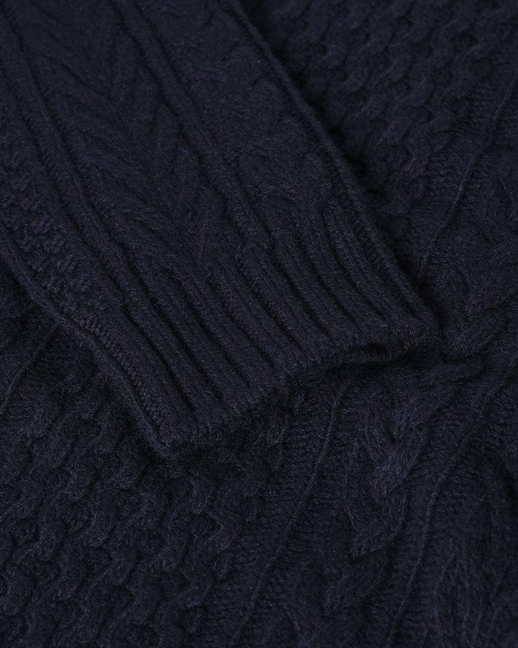 Johnstons Blue Aran Cable Dark Cashmere Jumper for men