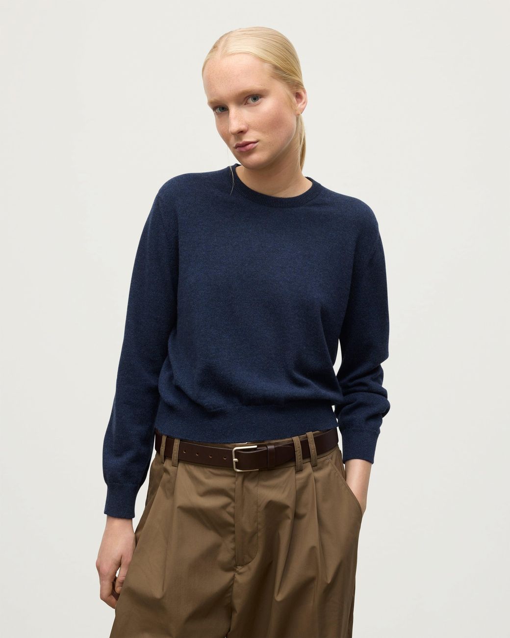 Johnstons Blue Lunan Classic Crew Neck Cashmere Jumper