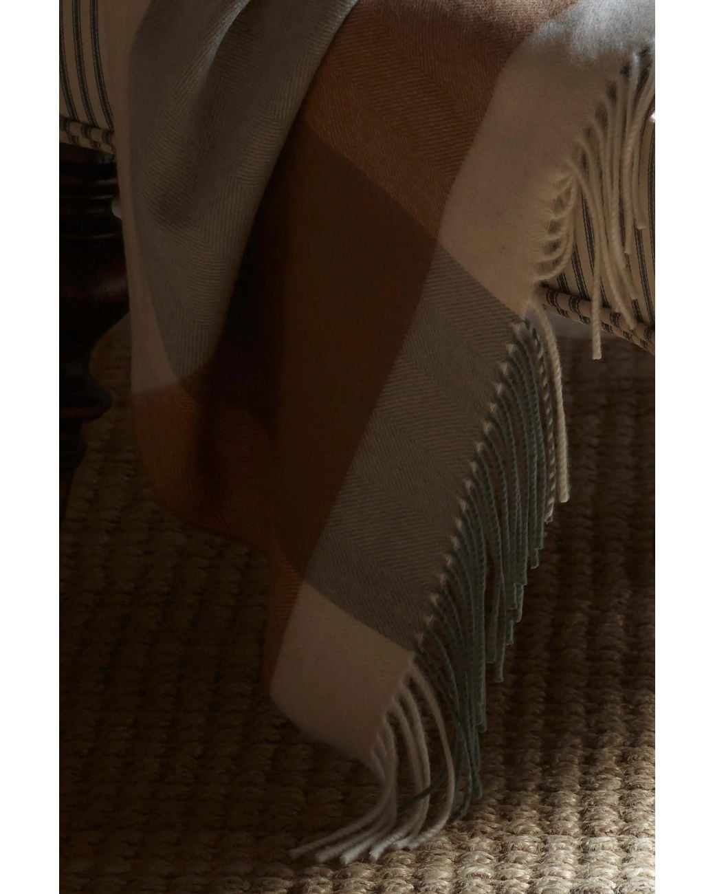 Johnstons Natural Block Border Wool Throw