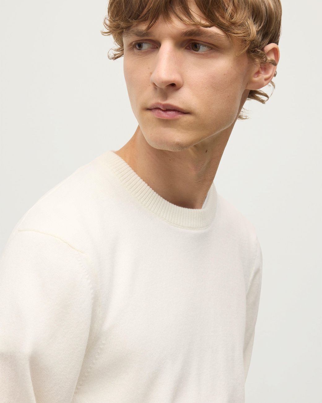 Johnstons White Rory Classic Cashmere Crew Jumper for men