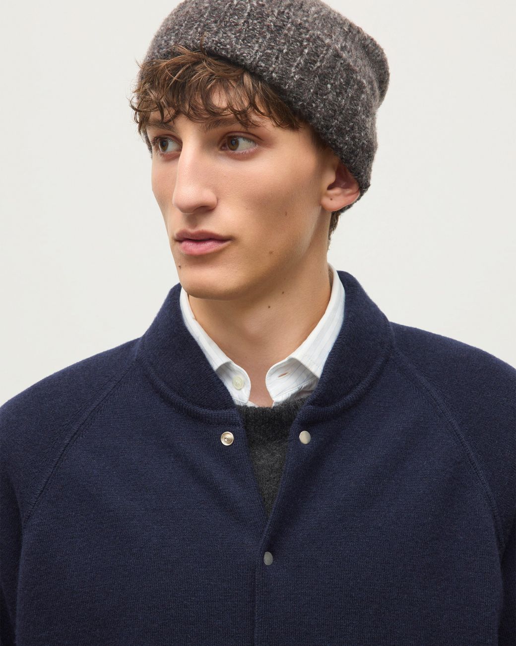 Johnstons Blue Keppie Dark Cashmere Bomber Jacket for men