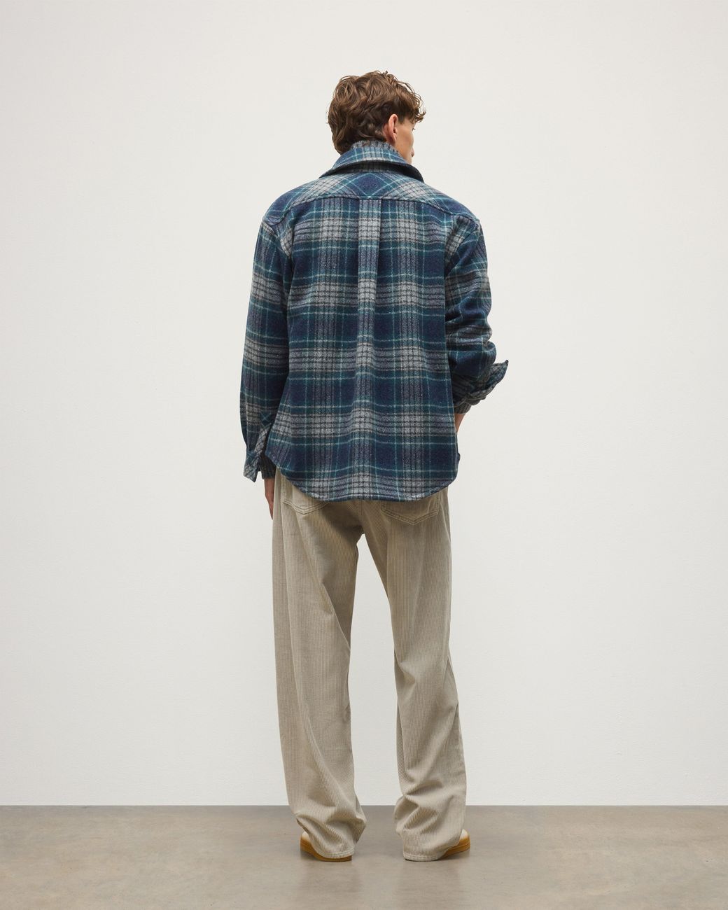 Johnstons Blue Atholl & Bottle Plaid Overshirt