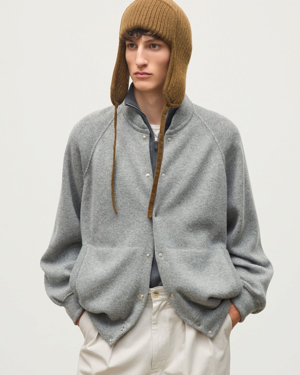 Johnstons Gray Keppie Cashmere Bomber Jacket for men
