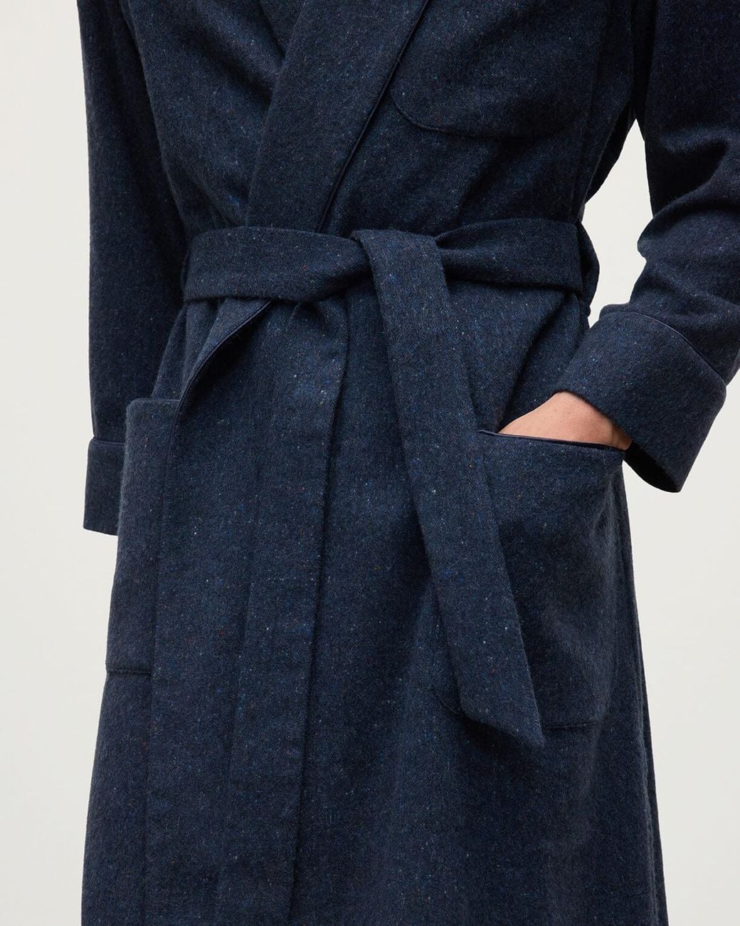 Johnstons Blue Donegal Cashmere Dressing Gown Donegal for men