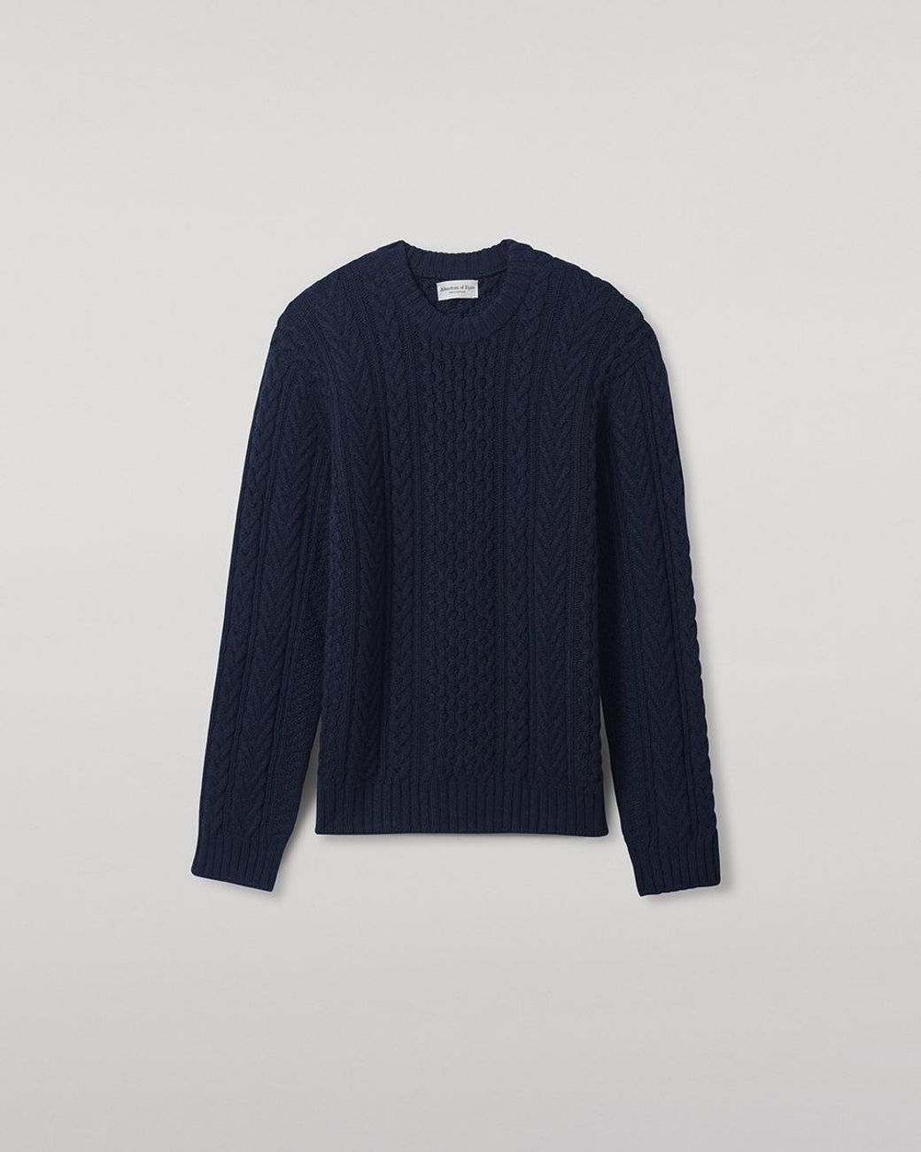 Johnstons Blue Aran Cable Dark Cashmere Jumper for men