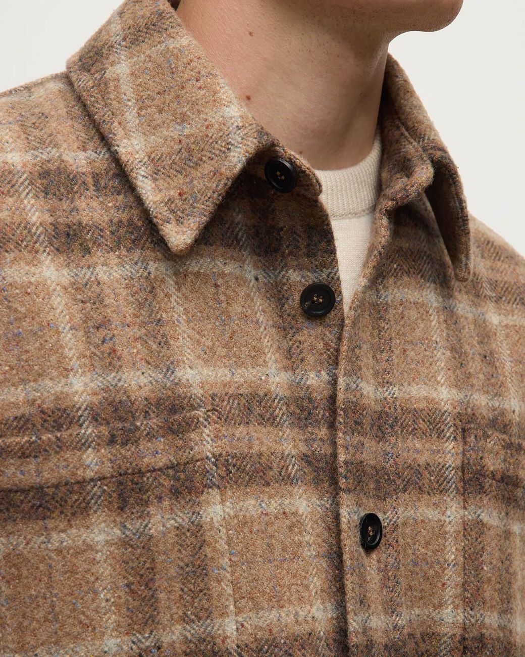 Johnstons White Cashmere Wool Blend Overshirt for men