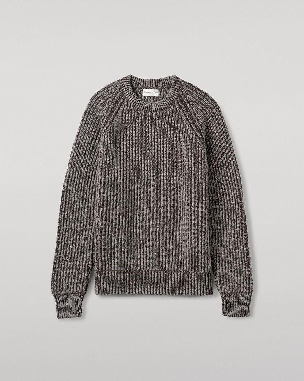 Johnstons Gray Ribbed Donegal Cashmere Jumper for men