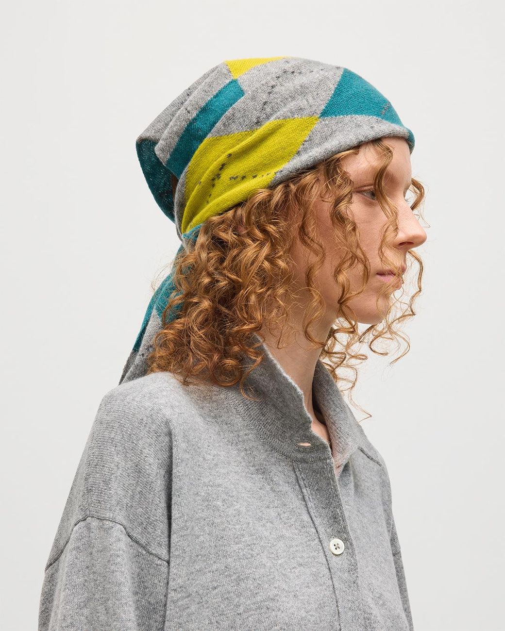 Johnstons Blue Clan Argyle Cashmere Bandana