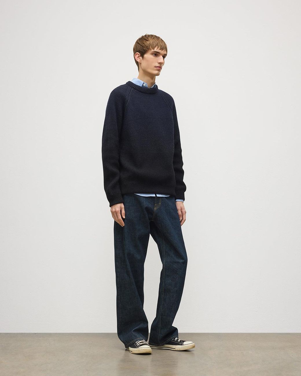 Johnstons Blue Pioneer Ombre Cashmere Jumper for men