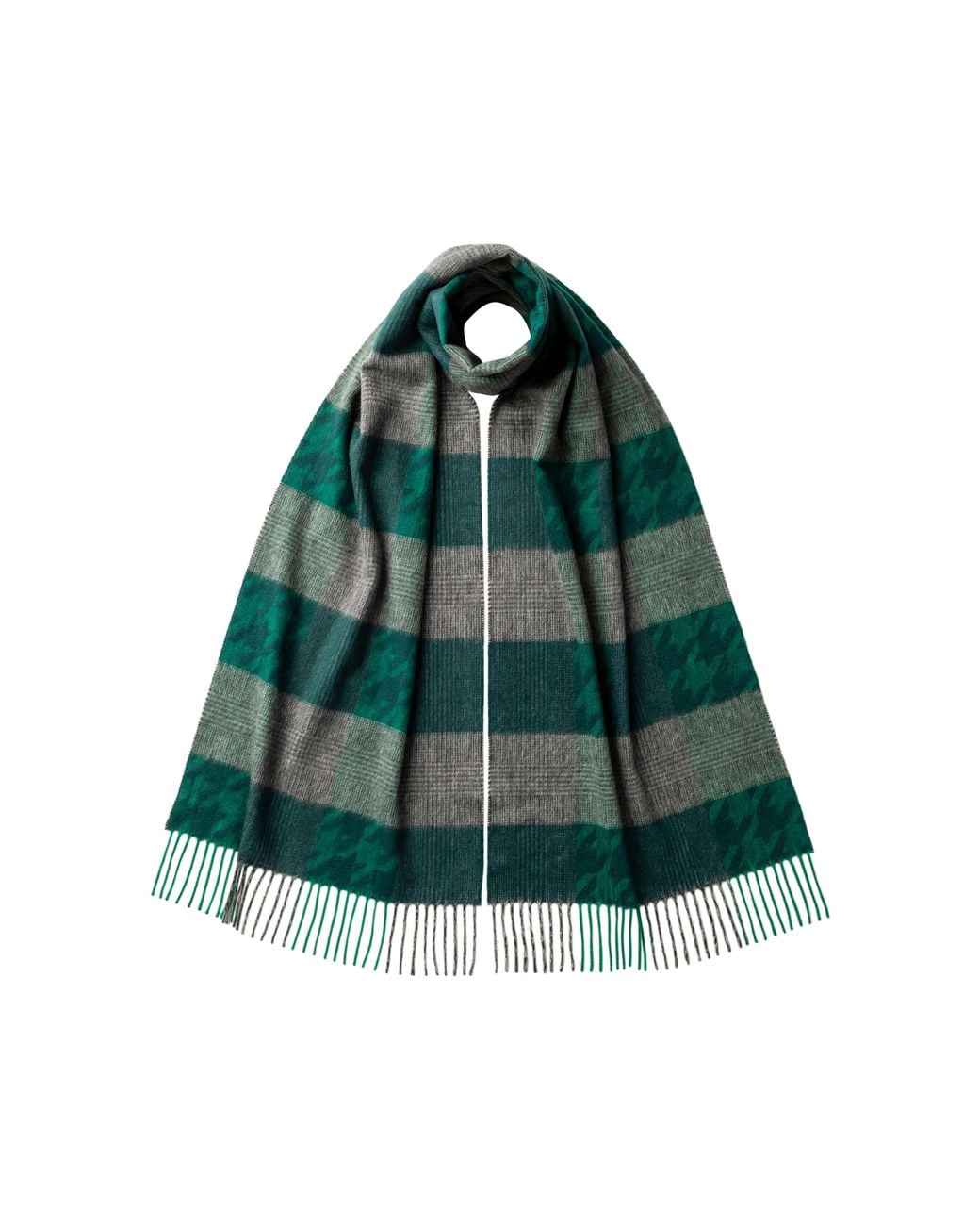 Johnstons Green Heritage Check Wool Scarf