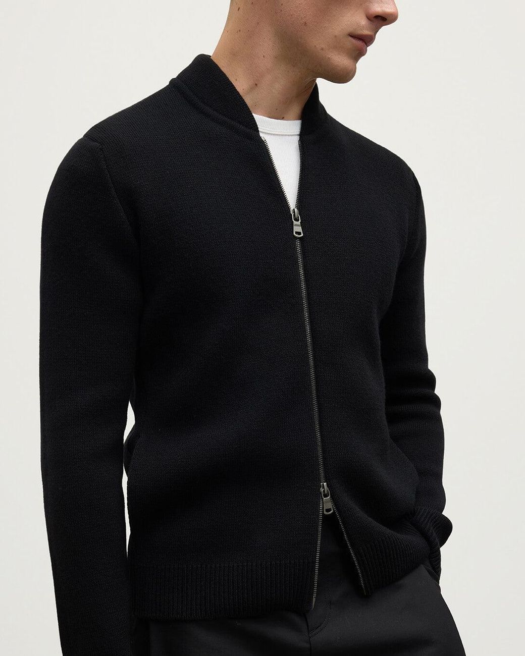 Johnstons Blue Milano Stitch Cashmere Baseball Jacket for men
