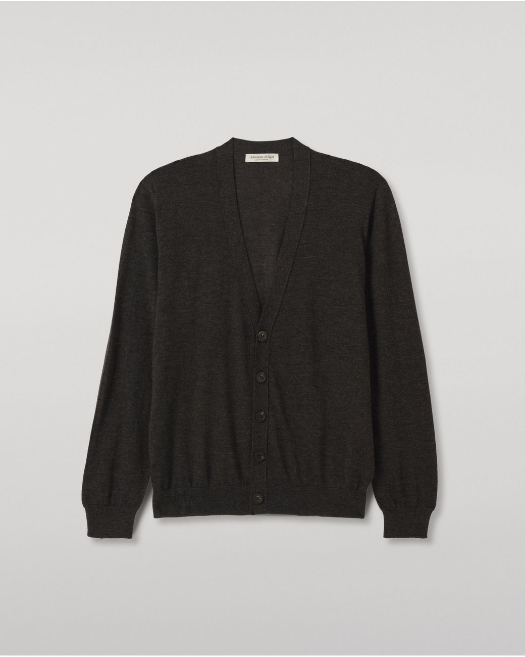 Johnstons Black Forsyth Dark Superfine Cashmere Cardigan for men