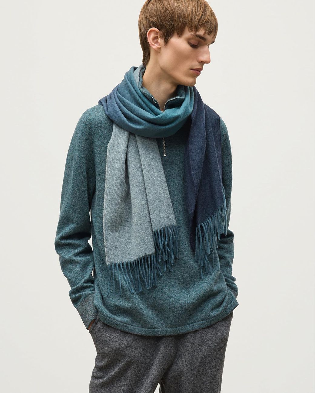 Johnstons Blue Umbra Ombré Cashmere Stole