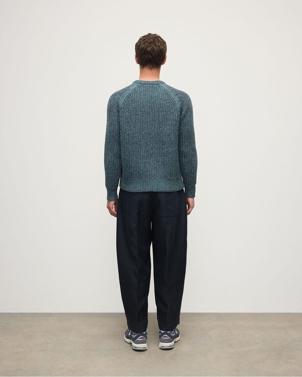 Johnstons Blue Ribbed Donegal Cashmere Jumper for men