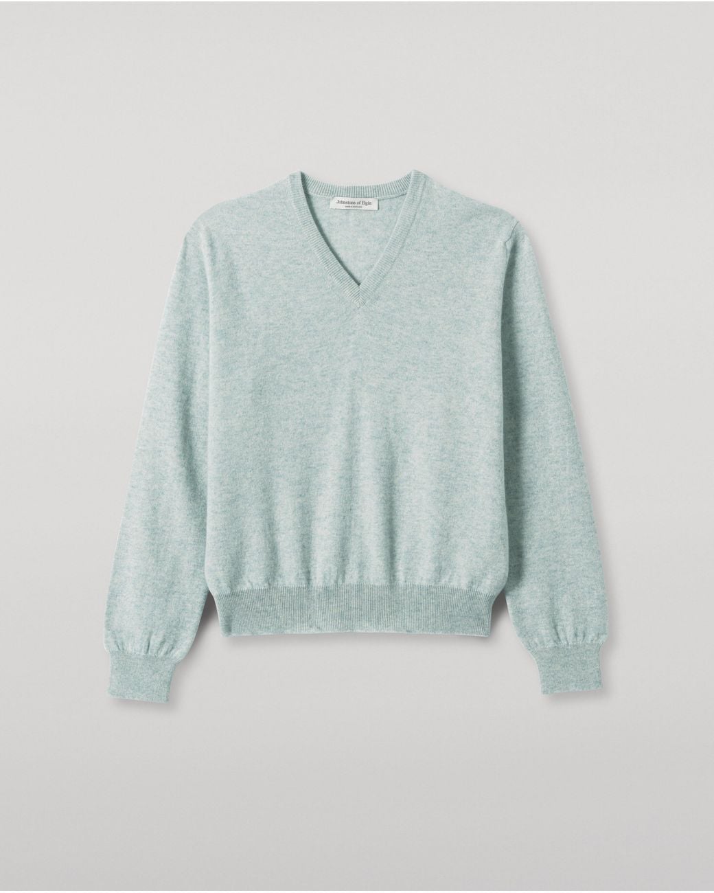 Johnstons Blue Lunan Light Classic V Neck Jumper