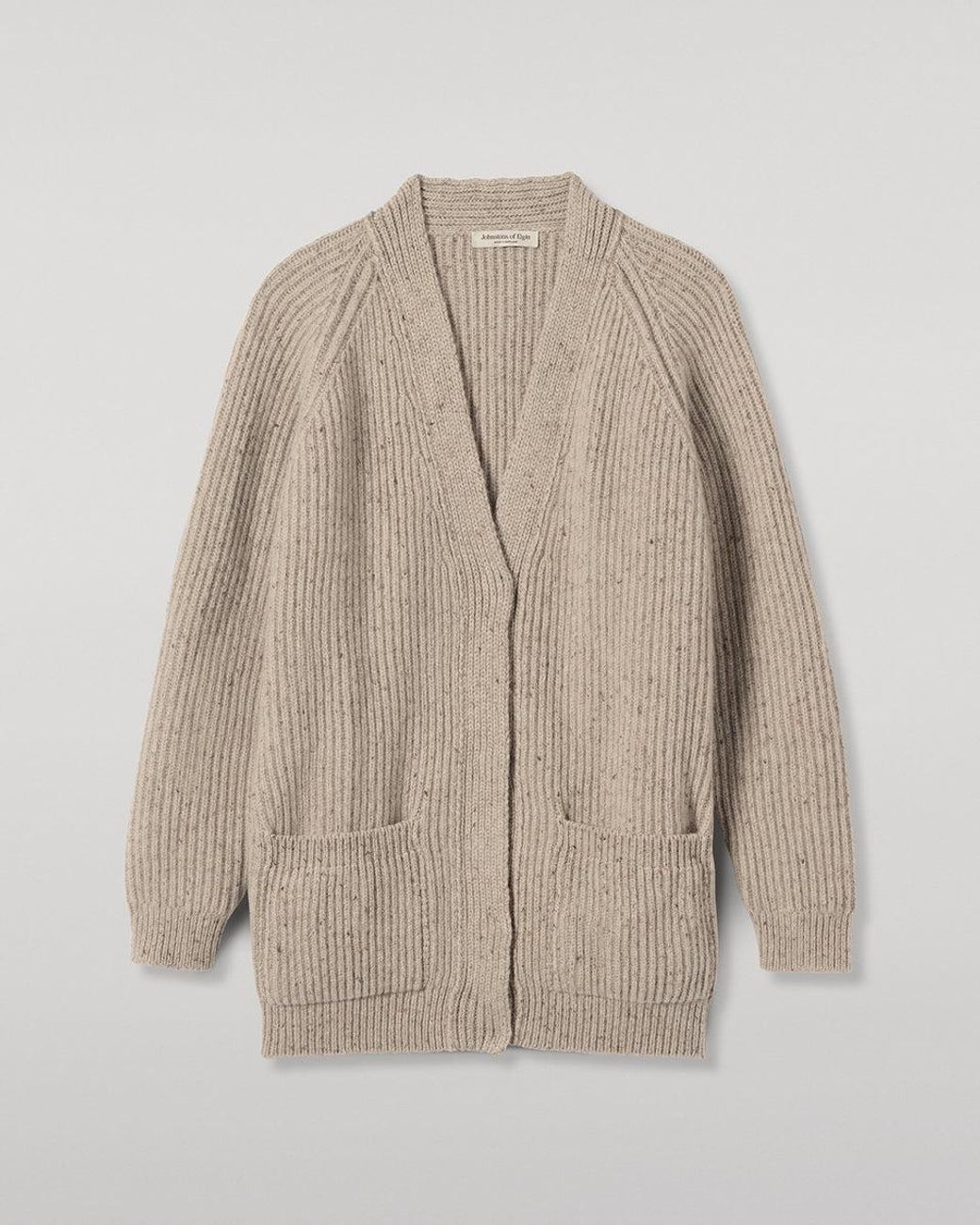 Johnstons Natural Norah Ribbed Donegal Cashmere Cardigan