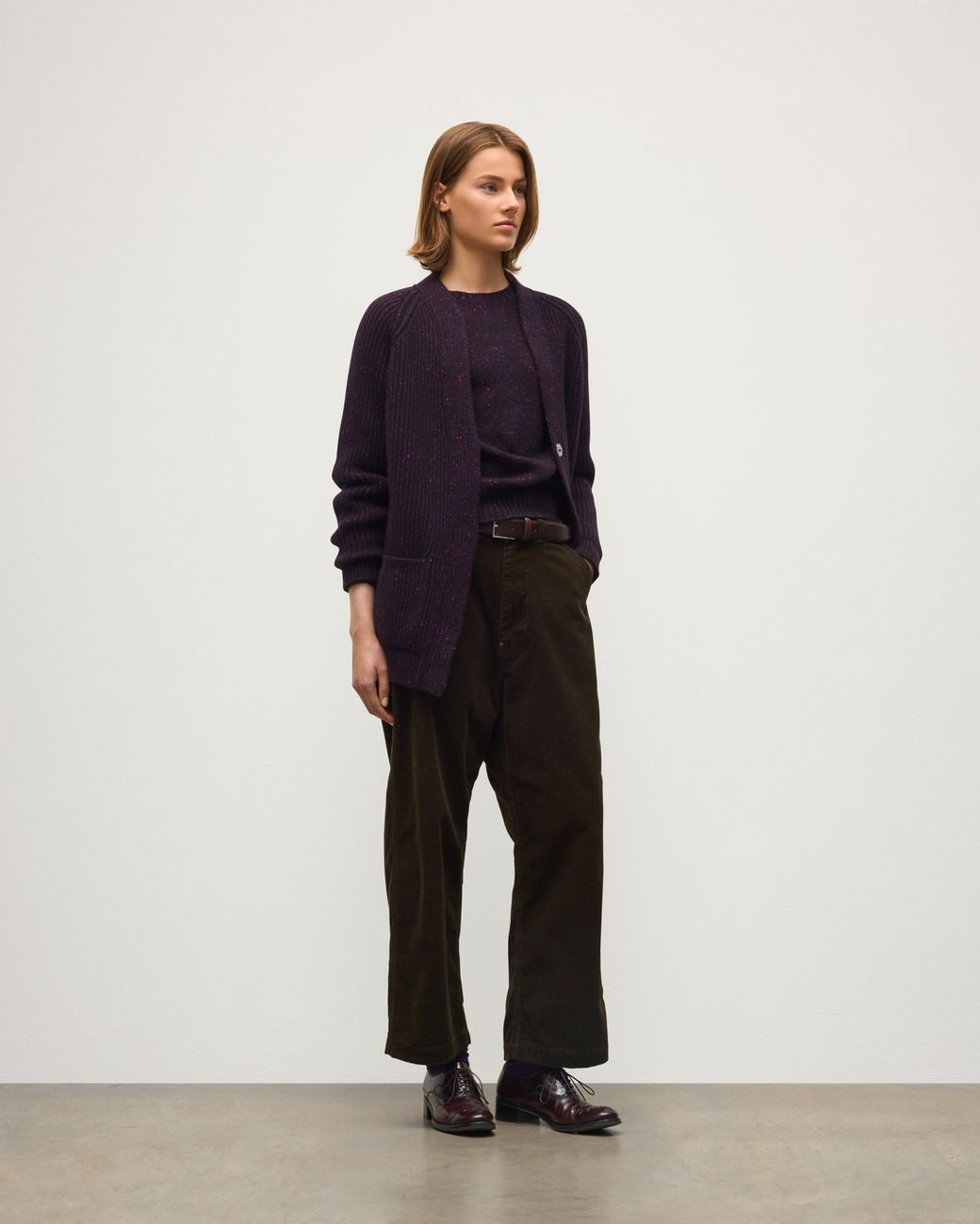 Johnstons Black Norah Ribbed Donegal Cashmere Cardigan