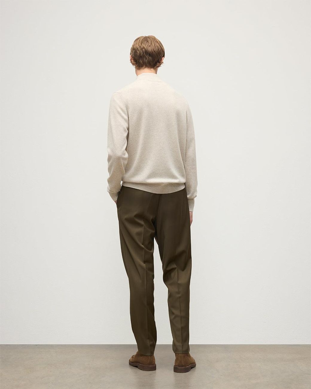 Johnstons Rory Natural Classic Cashmere Zip Neck Jumper for men