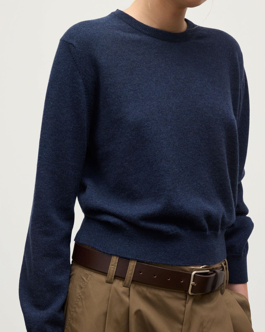 Johnstons Blue Lunan Classic Crew Neck Cashmere Jumper