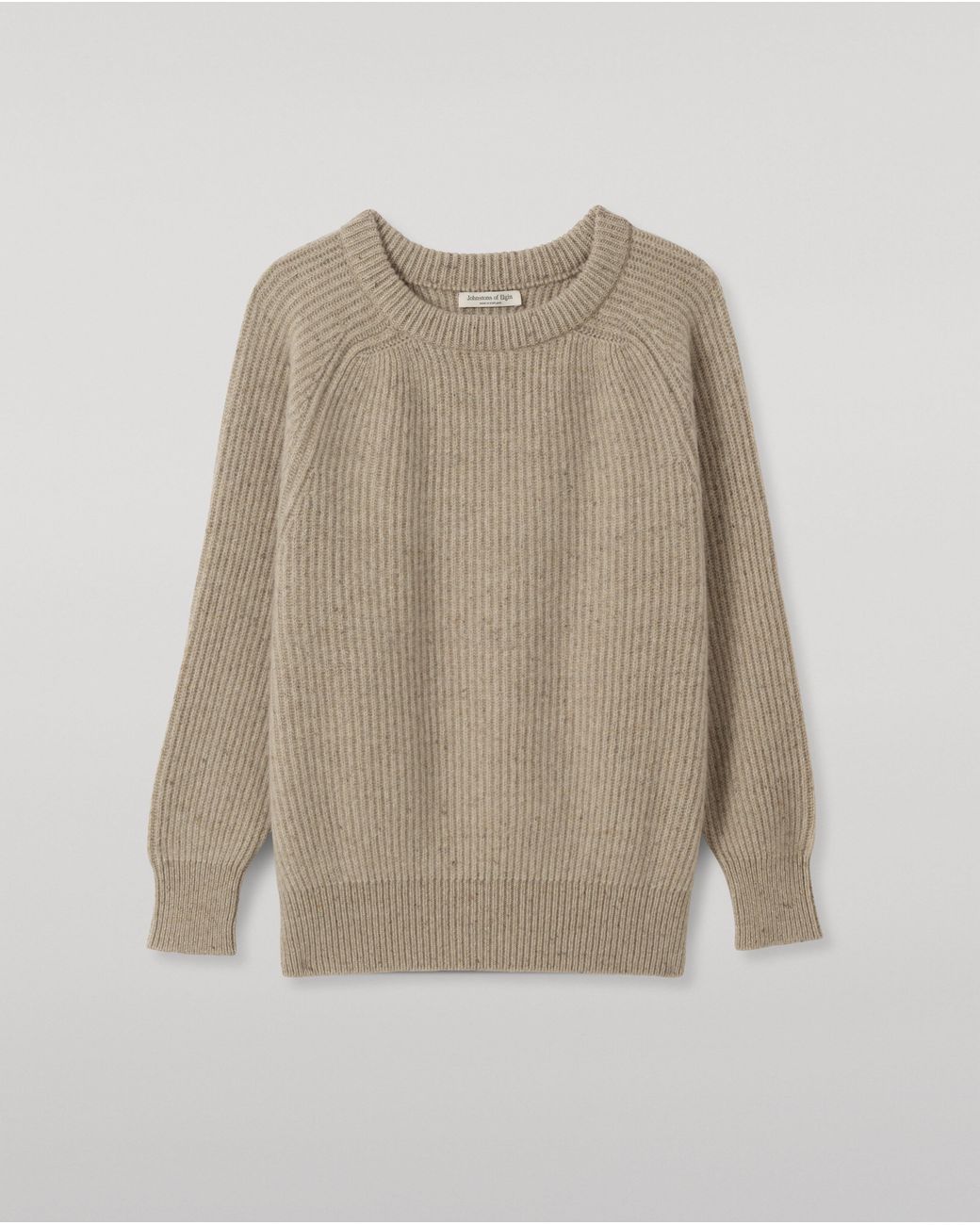 Johnstons Natural Norah Ribbed Donegal Cashmere Jumper
