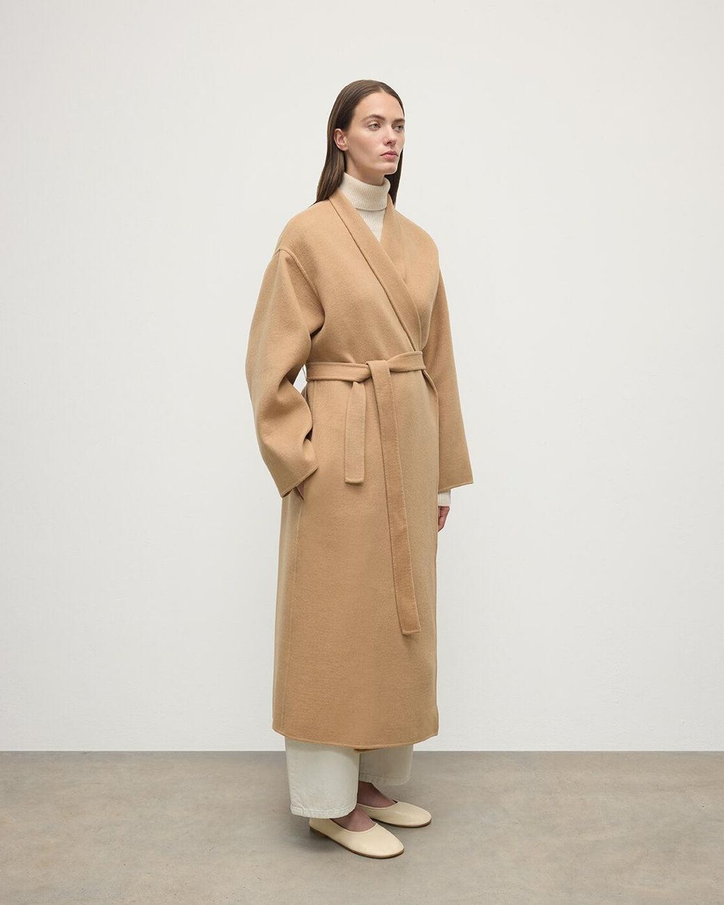 Johnstons Natural Camel Cashmere Wrap Coat