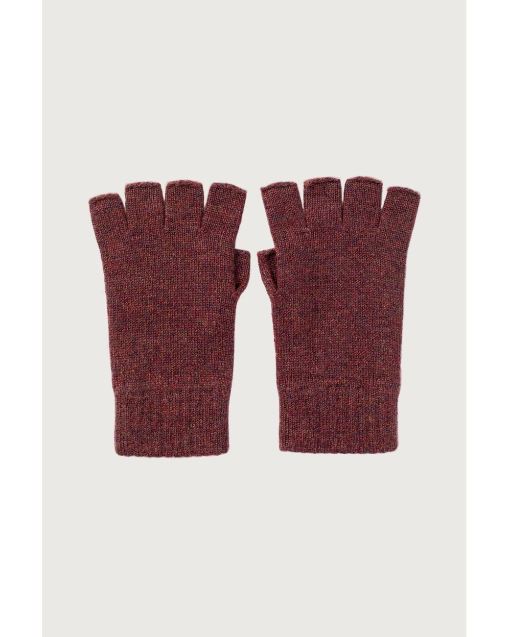 Johnstons Red Fingerless Cashmere Gloves