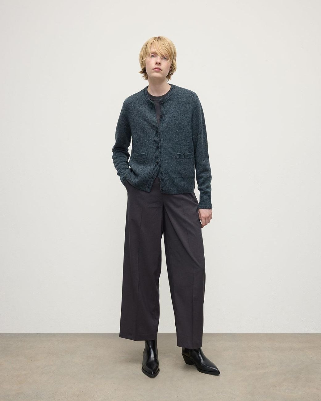 Johnstons Blue Donegal Cashmere Cardigan