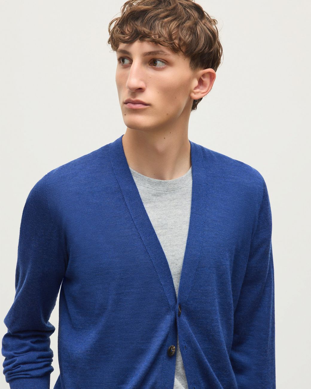 Johnstons Blue Forsyth Superfine Cashmere Cardigan for men