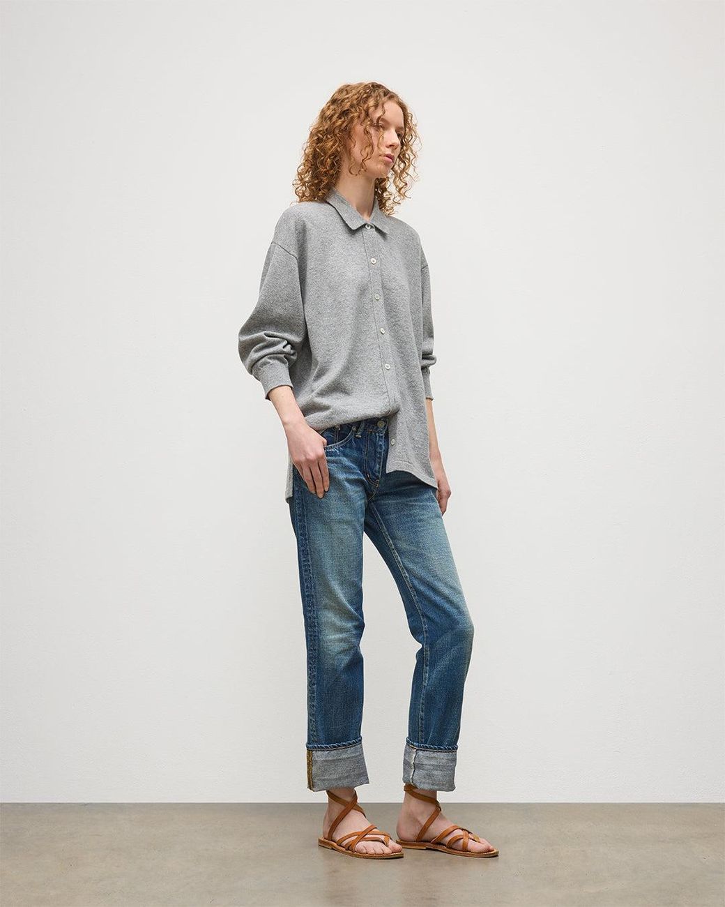 Johnstons Blue Munro Light Cashmere Shirt