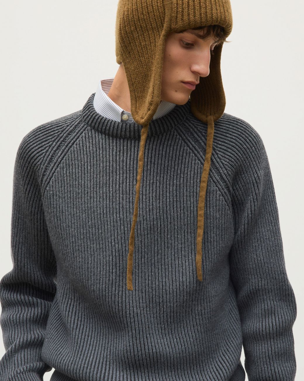 Johnstons Black Pioneer Ombre Cashmere Jumper for men