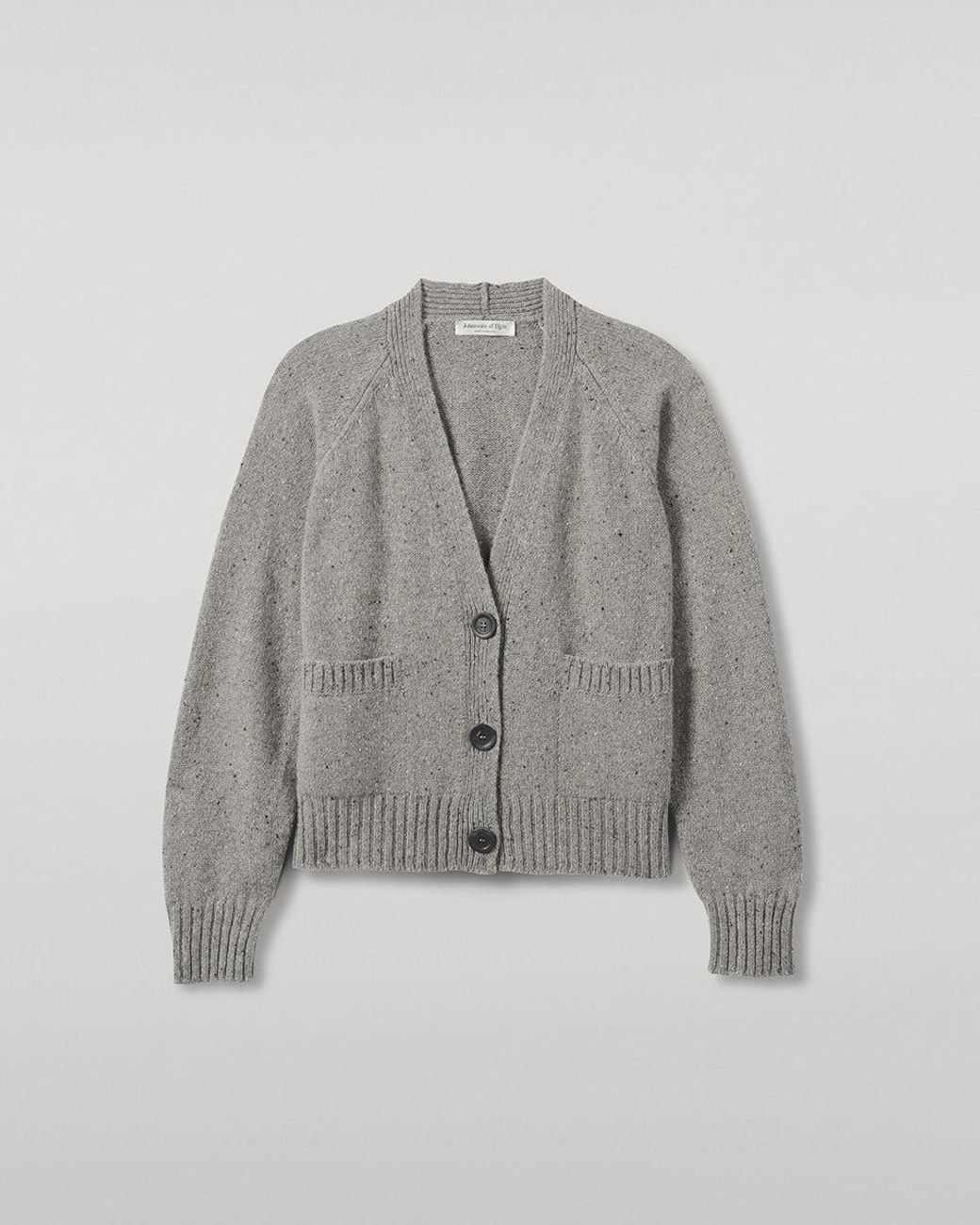 Johnstons White Donegal Cashmere V Neck Cardigan