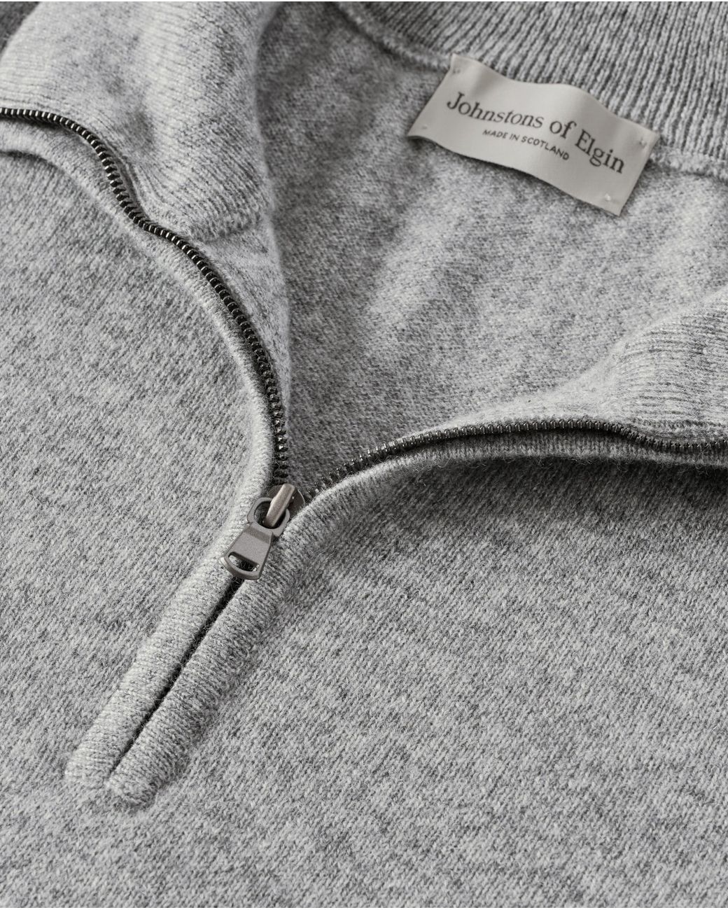 Johnstons White Rory Classic Cashmere Zip Neck Jumper for men