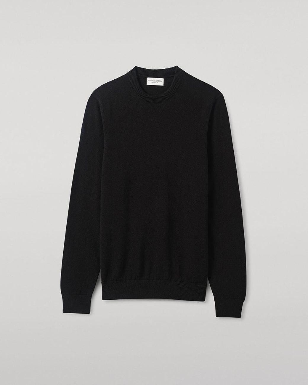 Johnstons Blue Rory Classic Cashmere Crew Jumper for men