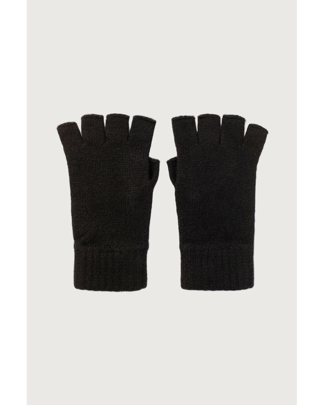 Johnstons Black Fingerless Cashmere Gloves