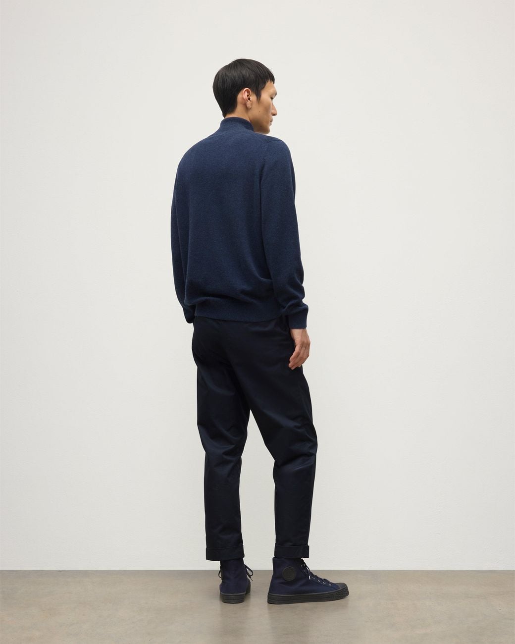 Johnstons Blue Rory Classic Cashmere Zip Neck Jumper for men