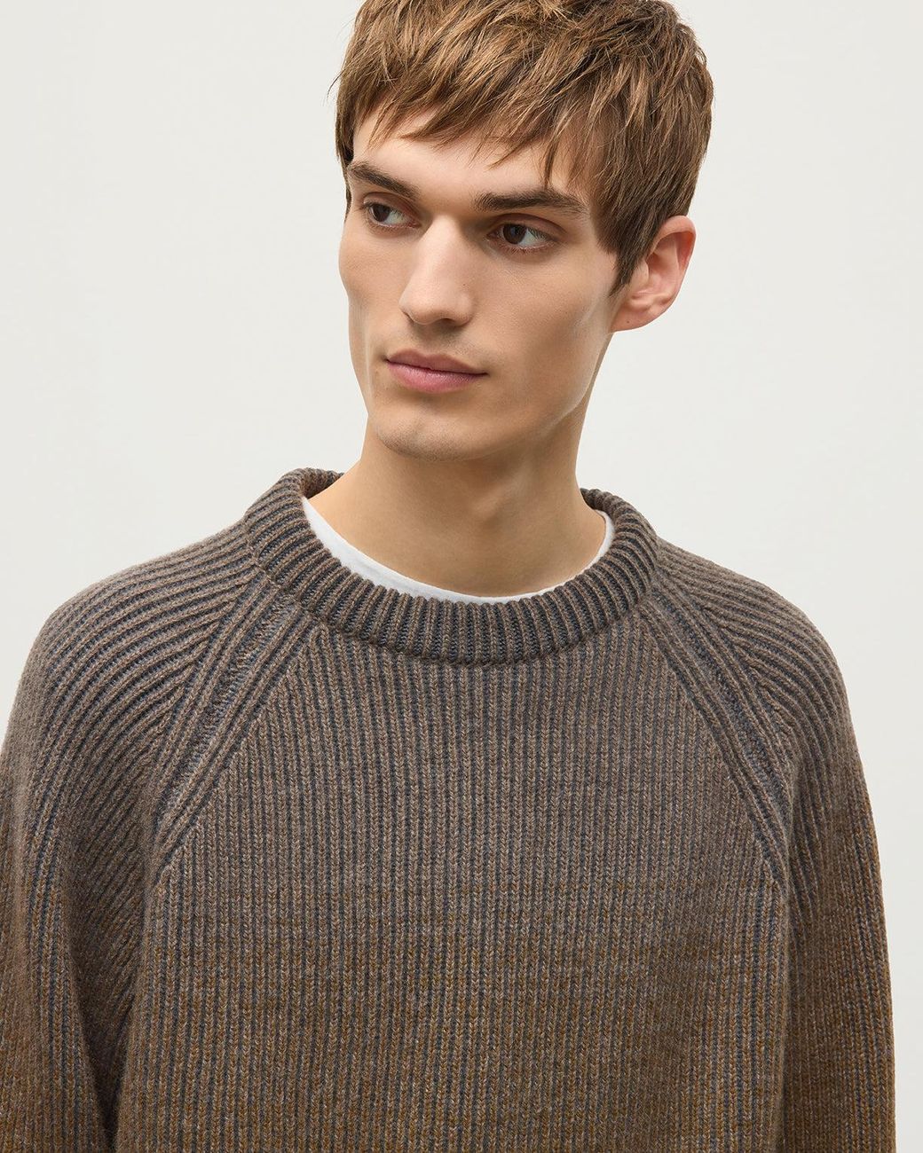 Johnstons Natural Pioneer Ombre Cashmere Jumper for men