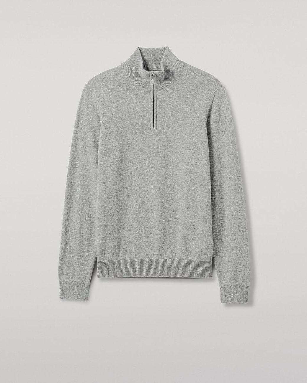 Johnstons White Cashmere Light Zip Neck Jumper for men