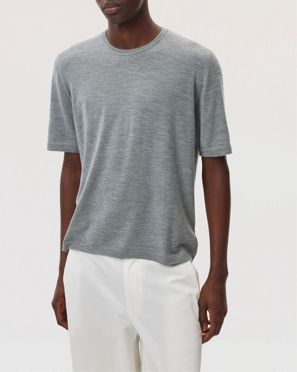 Johnstons Gray Superfine Merino Light Tee for men