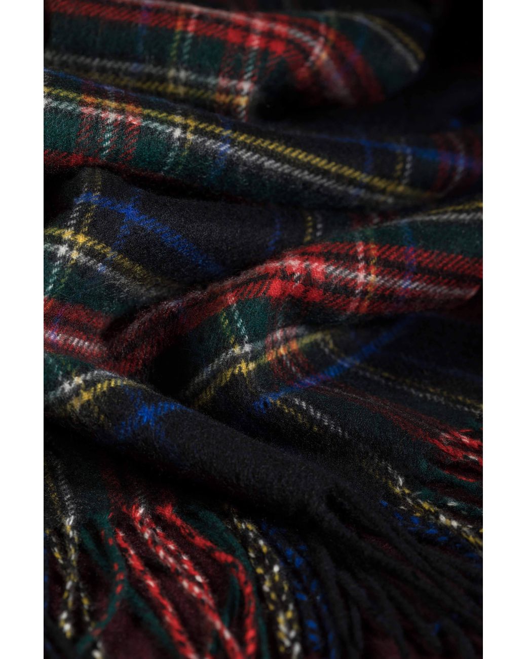 Johnstons Red Wide Stewart Tartan Cashmere Scarf
