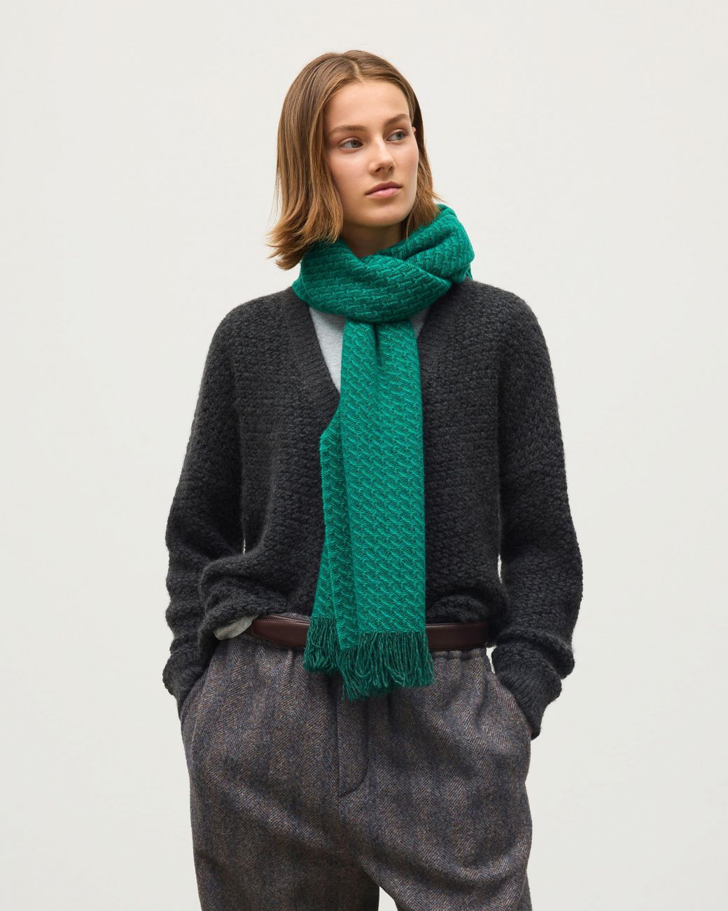 Johnstons Green Iona Cashmere Scarf