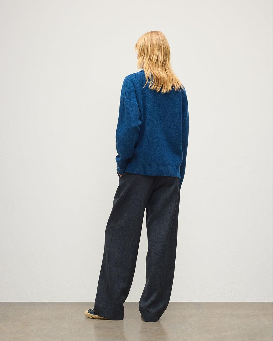 Johnstons Blue Maggie Reverse Stitch Cashmere Jumper